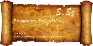 Seemayer Szirén névjegykártya